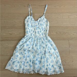 Hollister Blue and White Floral Mini Dress